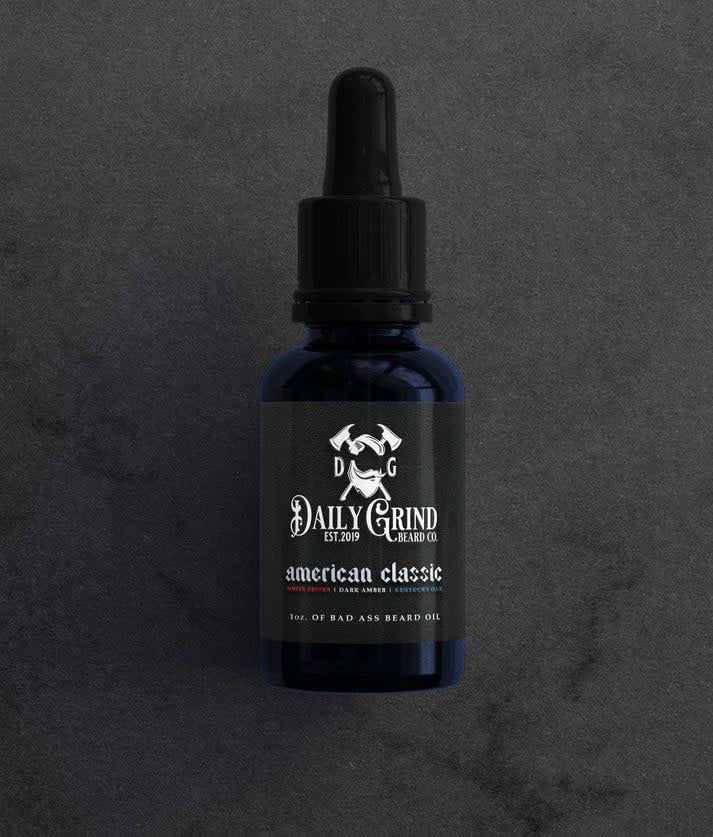 Daily Grind Beard Oil American Classic White Pepper, Dark Amber, Kentucky Oak
