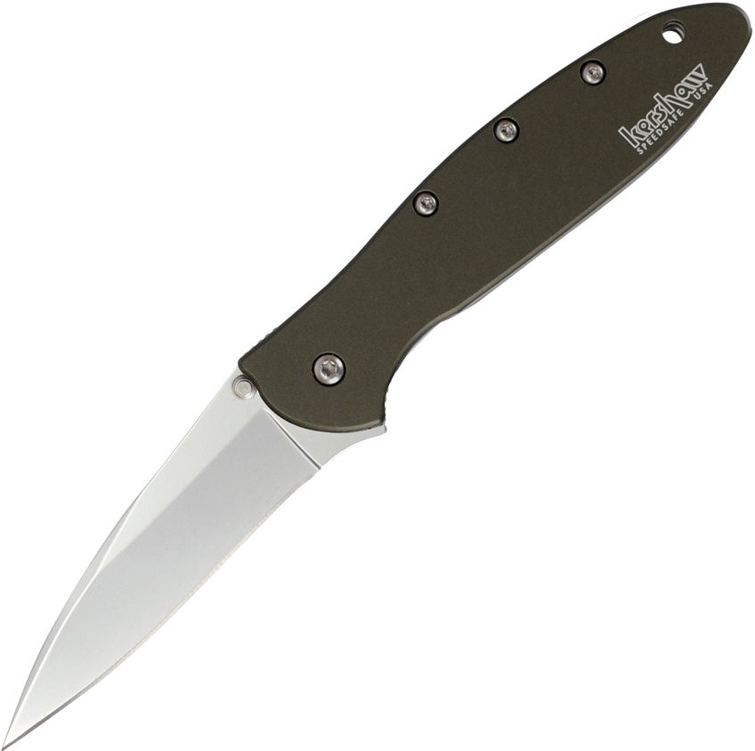 Kershaw, Leek Olive Aluminum Handle, 14C28N Steel