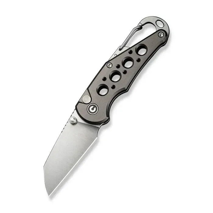 Civivi Pragma, with aluminum handle and Carabiner/Bottle Opener. Also Nitro-V stainless blade.