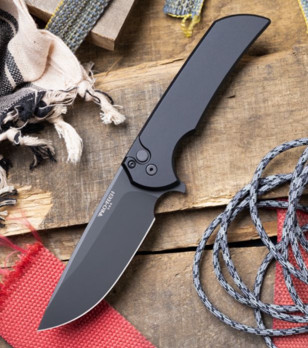 Pro-Tech, Mordax Solid black handle, DLC Magnacut blade