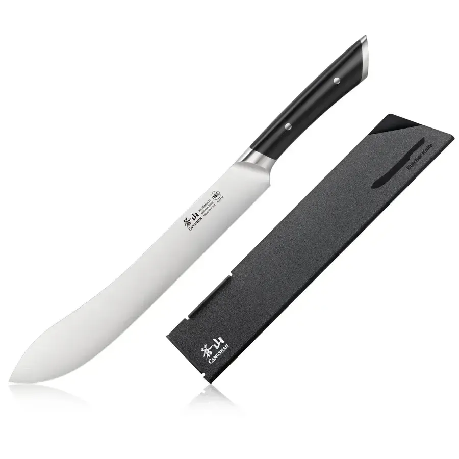 Cangshan, Helena 10" Butcher Knife with Sheath, Black Handle