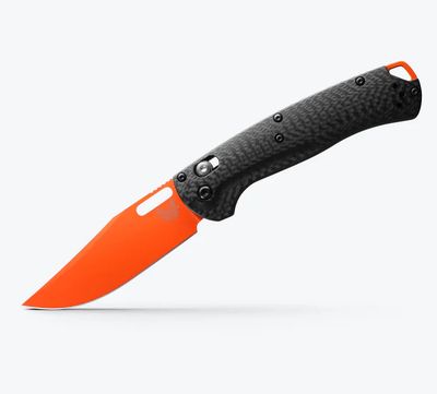 Benchmade, Tagged Out Orange CPM Magnacut, Carbon Fiber