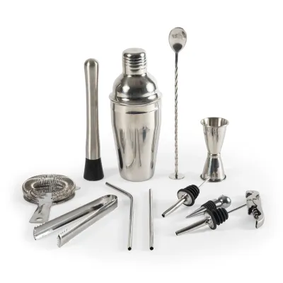 Picnic Time, Lazy Susan Bar Tool Set, Bamboo &amp; Stainless Steel