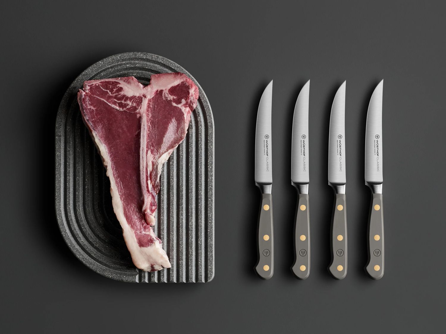 Wusthof, Classic 4 Piece Steak Knife Set, Velvet Oyster