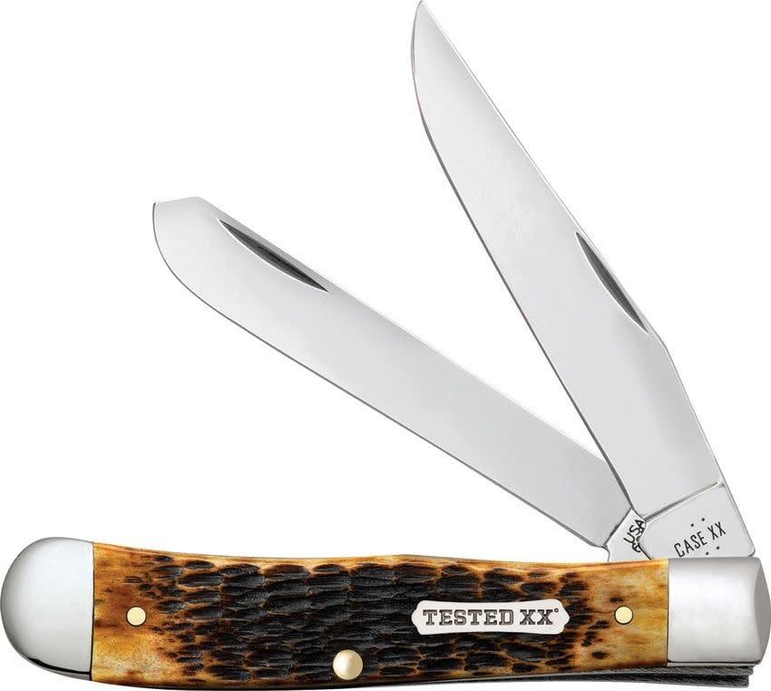 Case Trapper Burnt Amber Bone, Carbon Steel