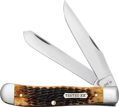 Case Trapper Burnt Amber Bone, Carbon Steel