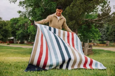 Picnic Time, Blanket Tote XL Outdoor Picnic Blanket Coastal Stripe