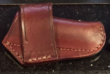 A&amp;M Leather #15, Horizontal Trapper Sheath Plain Dark Brown