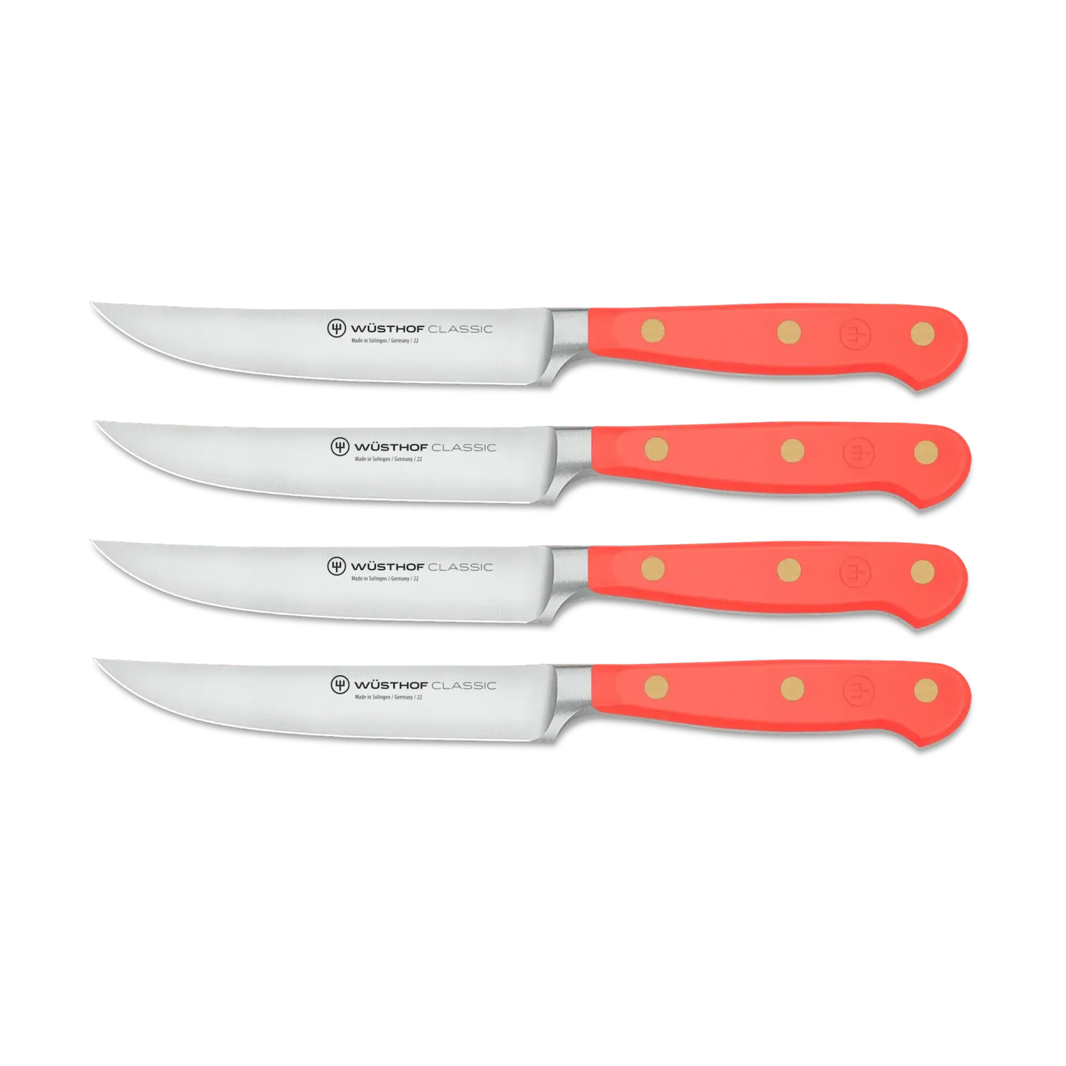 Wusthof Classic 4 Piece Steak Knife Set, Coral Peach