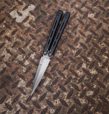 Pro-Tech Flyfather Balisong, Black Aluminum Handle, 154CM Steel