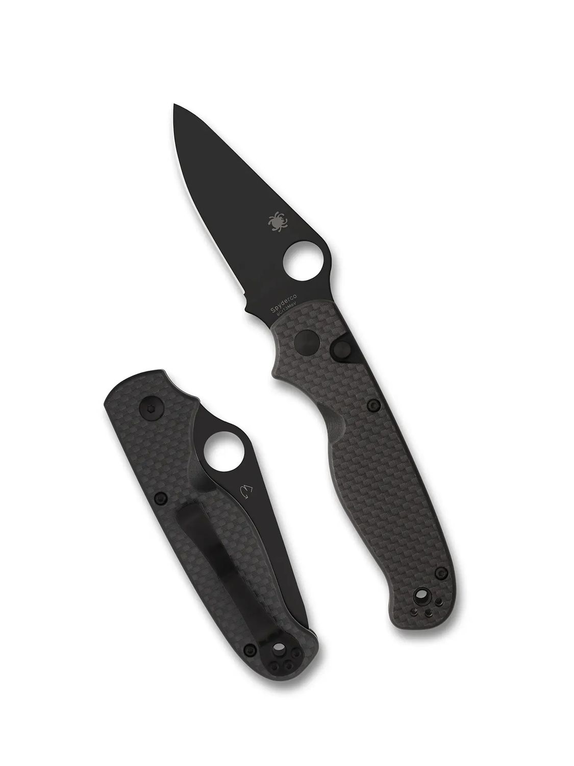 Spyderco ButtonUp, 8CR13MOV Steel, Carbon Fiber Handle