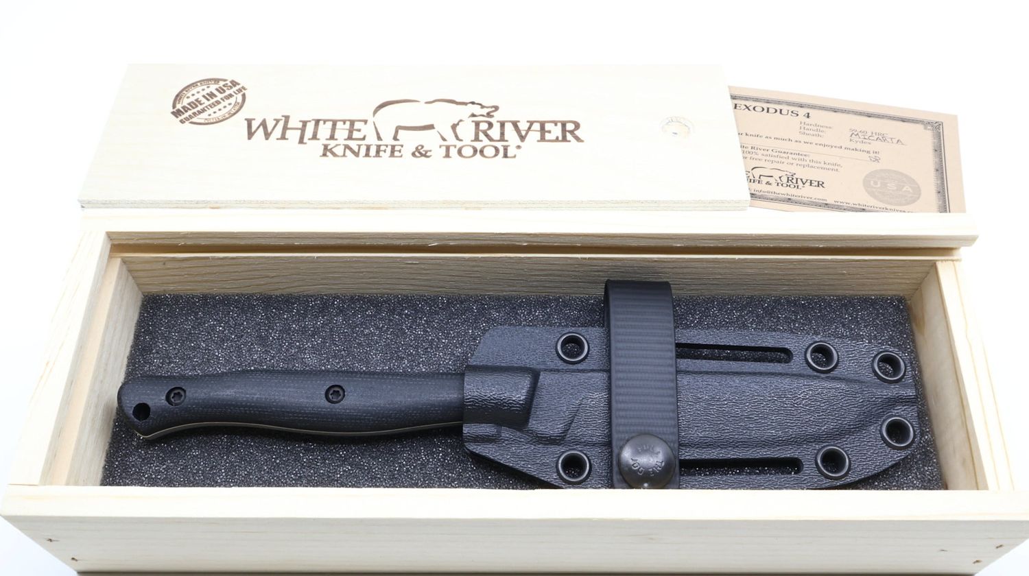 White River Exodus 4, Black Canvas Micarta Magnacut