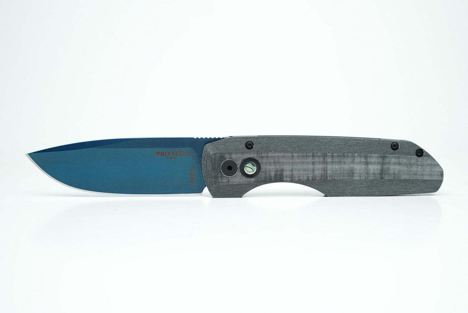 Pro-Tech Synapse Blue Linen Micarta, Sapphire Blue Magnacut