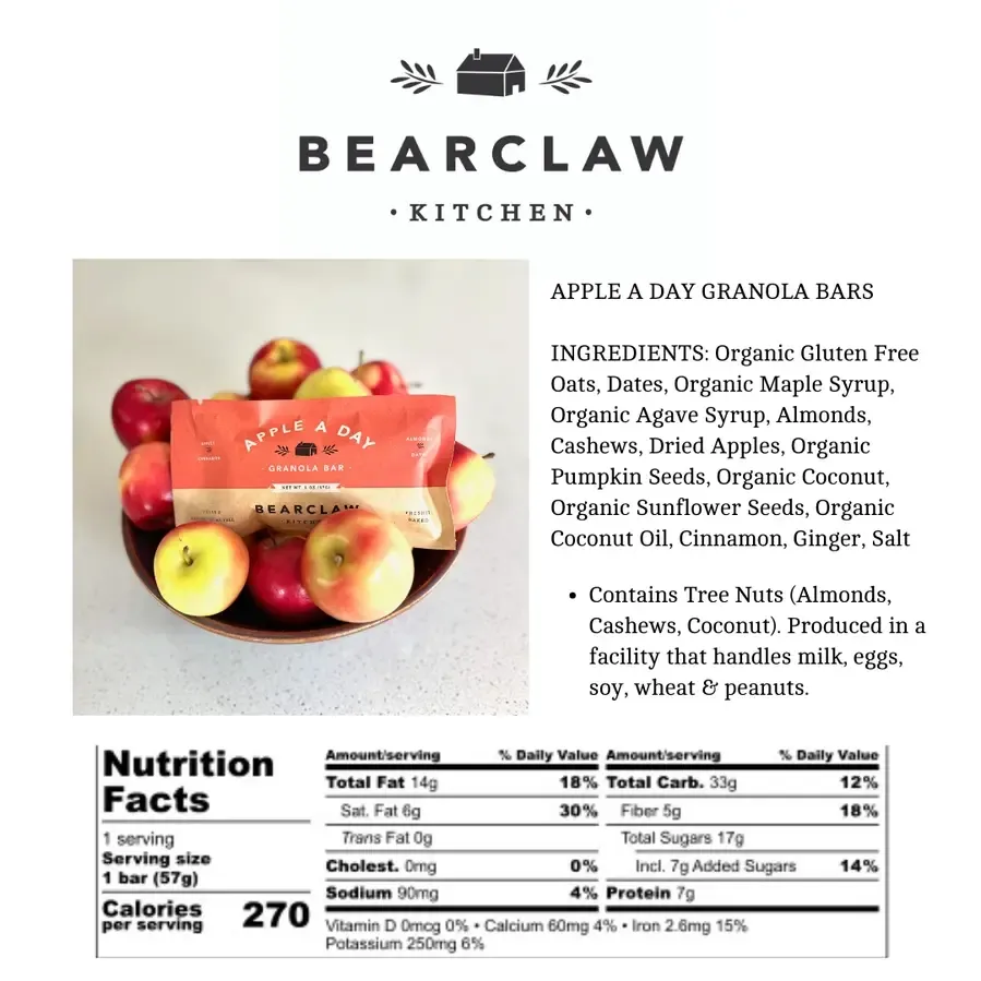 Bearclaw Kitchen Apple A Day Granola Bar