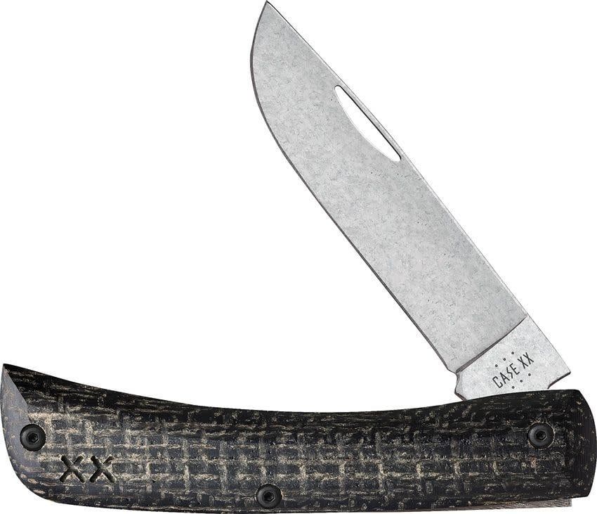 Case Cutlery, Crossroads Sod Buster Jr Black Burlap Laminate, CPM S35V