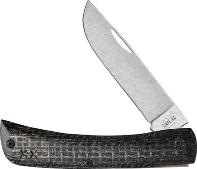 Case Cutlery, Crossroads Sod Buster Jr Black Burlap Laminate, CPM S35V