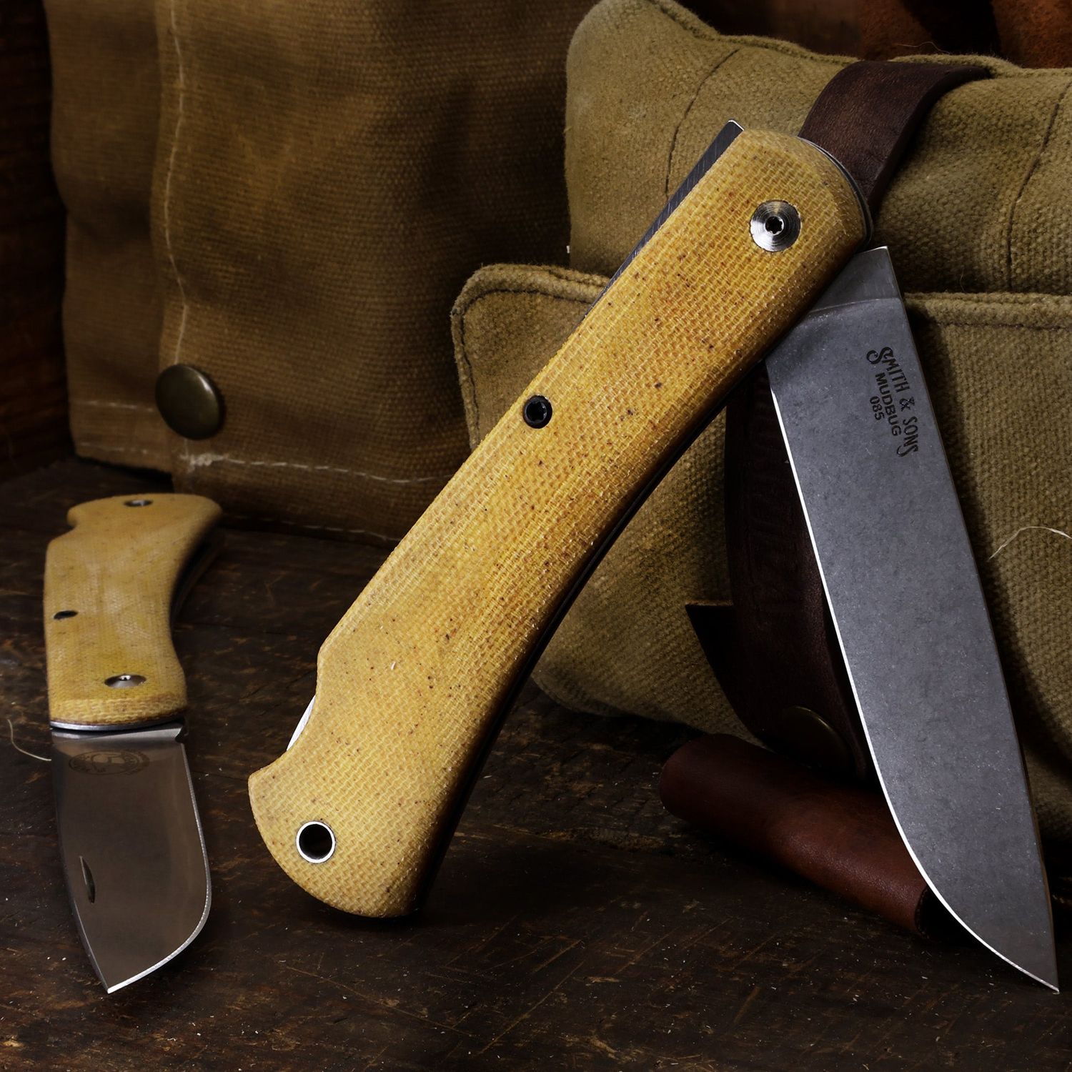 White River Mudbug, Natural Canvas Micarta, Magnacut Steel