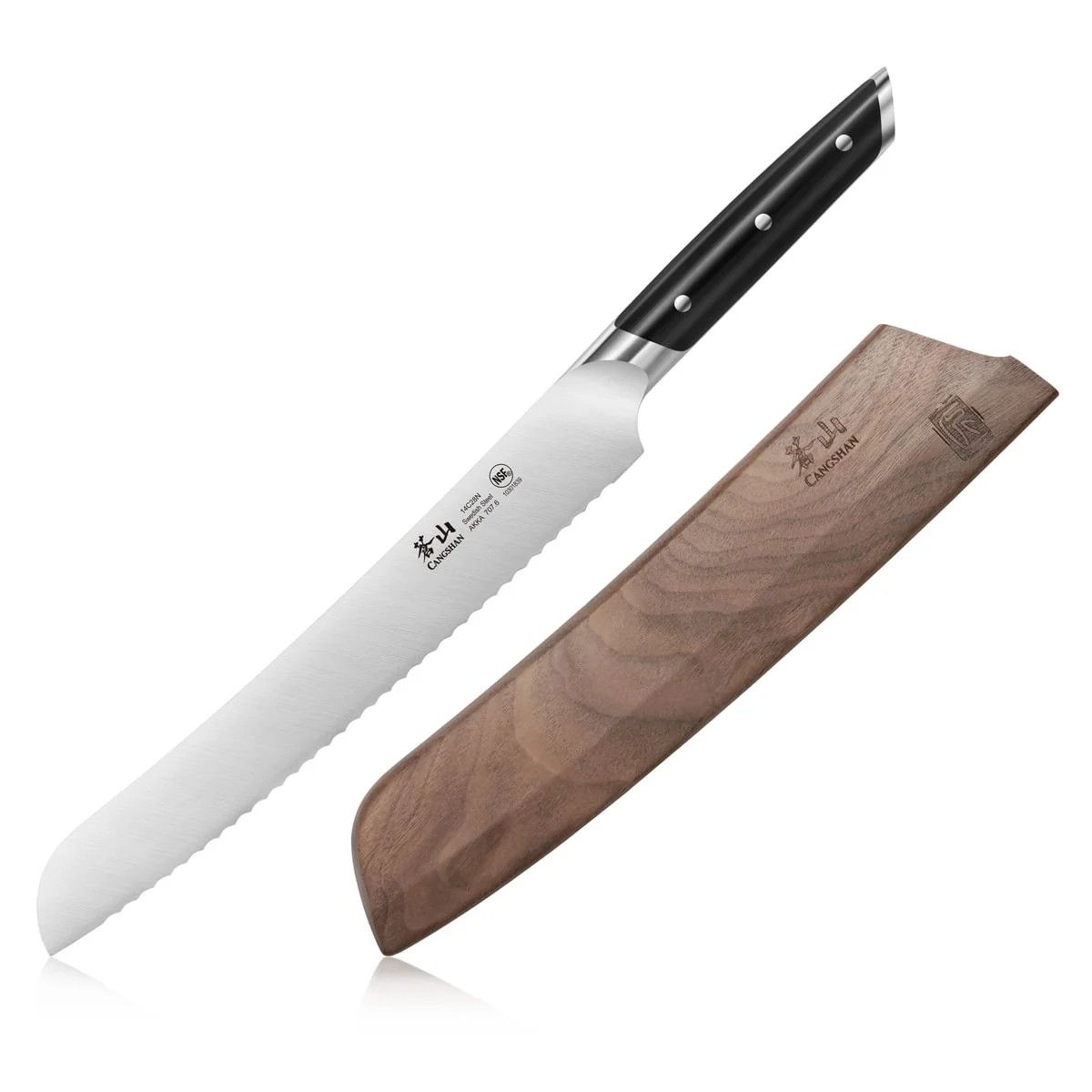 Cangshan AKKA Series, Black 9-inch Bread Knife w/ Sheath