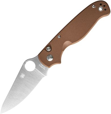 Spyderco - ButtonUp, Button Lock Brown G10 Handle, 8cr13mov Steel