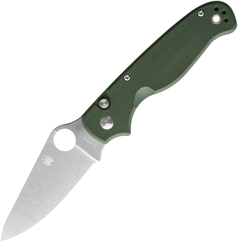 Spyderco - ButtonUp, Button Lock OD Green G10 Handle, 8cr13mov Steel