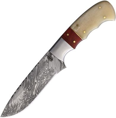 Buck n Bear Red Knight Hunter Damascus with Bone Handle