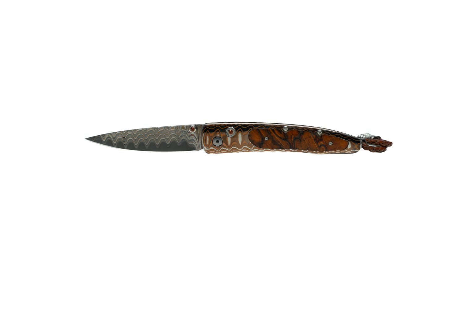 William Henry - B10 "Taos", Mokume Frame W Spalted Beachwood Inlay, "Wave" Damascus Blade