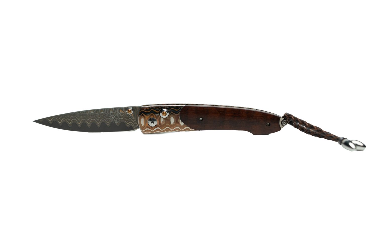 William Henry - B10 "Red Creek" Folder, Copper Wave Damascus, Mokume/Snakewood Handle