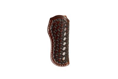 A&amp;M Leather, #21 Vertical Hunter Sheath Tooled Dark Brown