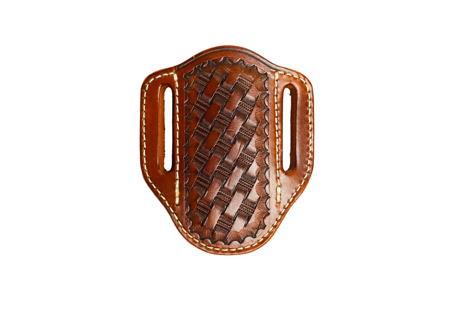 A&amp;M #24 Vertical Hunter Sheath Tooled Light Brown