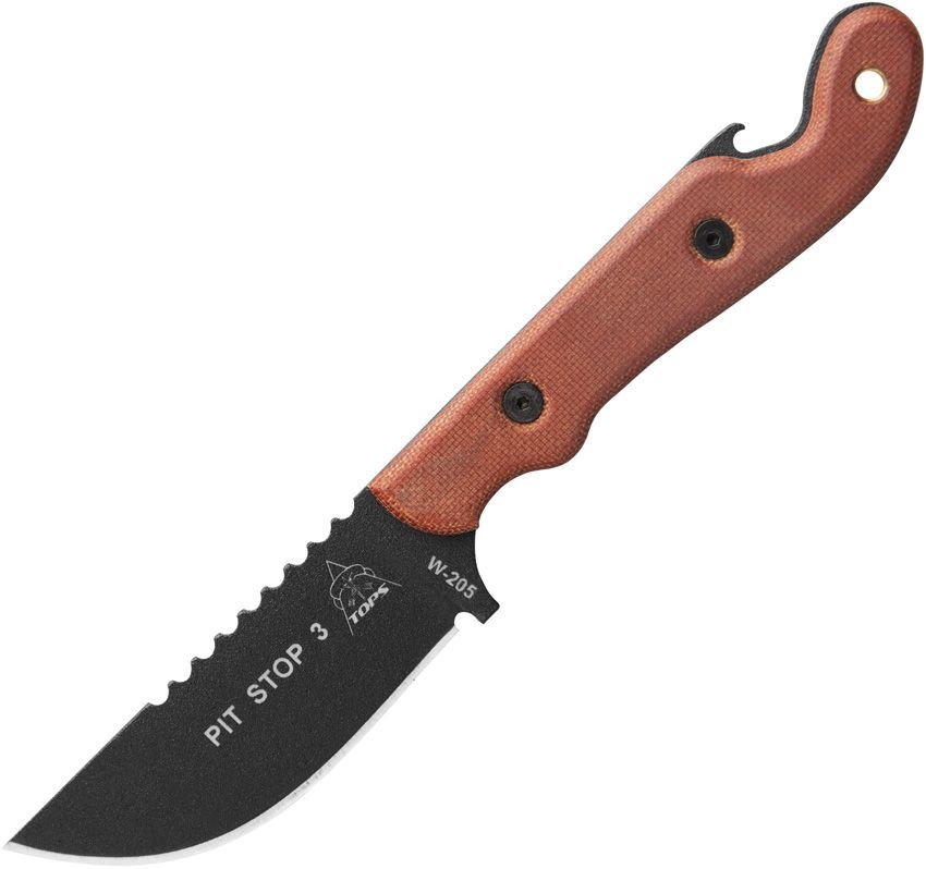 TOPS Pit Stop 3 Fixed Blade, 1095 Steel, Tan Canvas Micarta