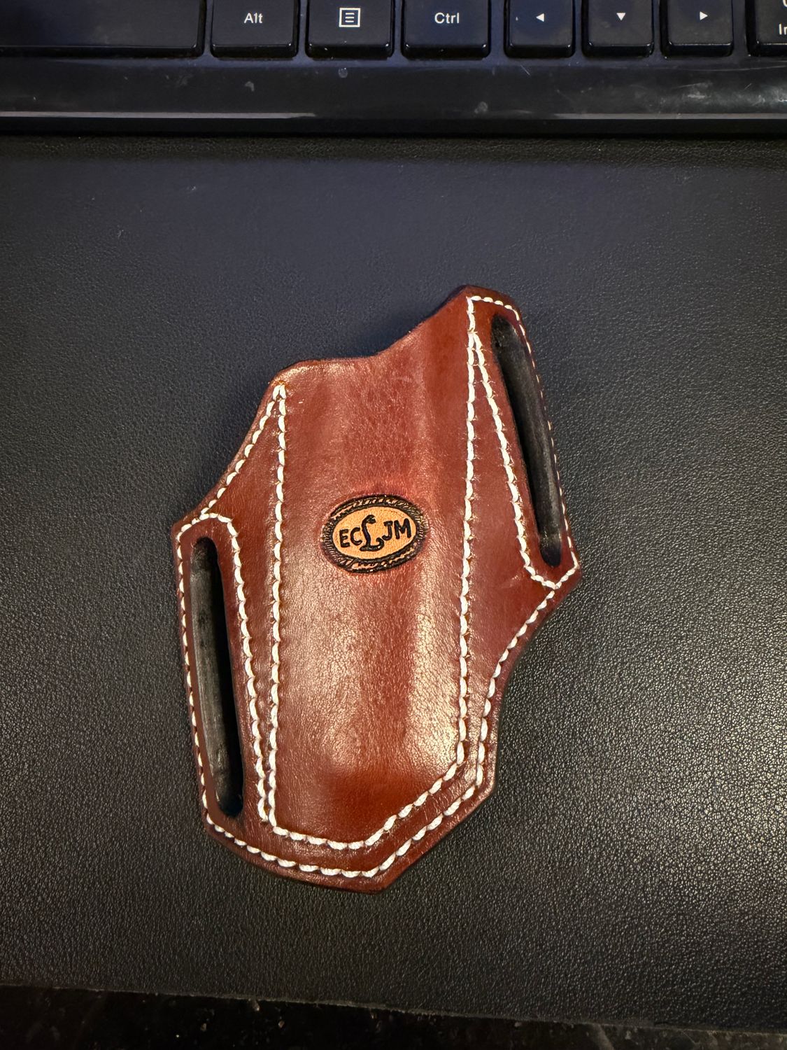 ECLJM Trapper Sheath, Angled Carry, Plain Brown, Angled Cut