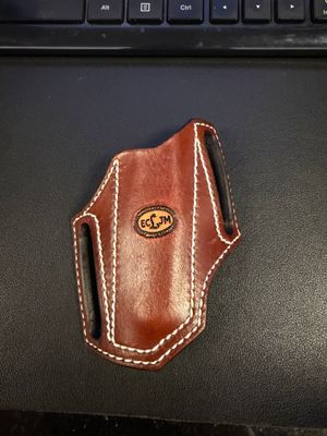ECLJM Trapper Sheath, Angled Carry, Plain Brown, Angled Cut