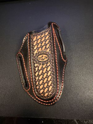 ECLJM Hunter Sheath, Angled Carry, Black w/ Tan Basket Weave