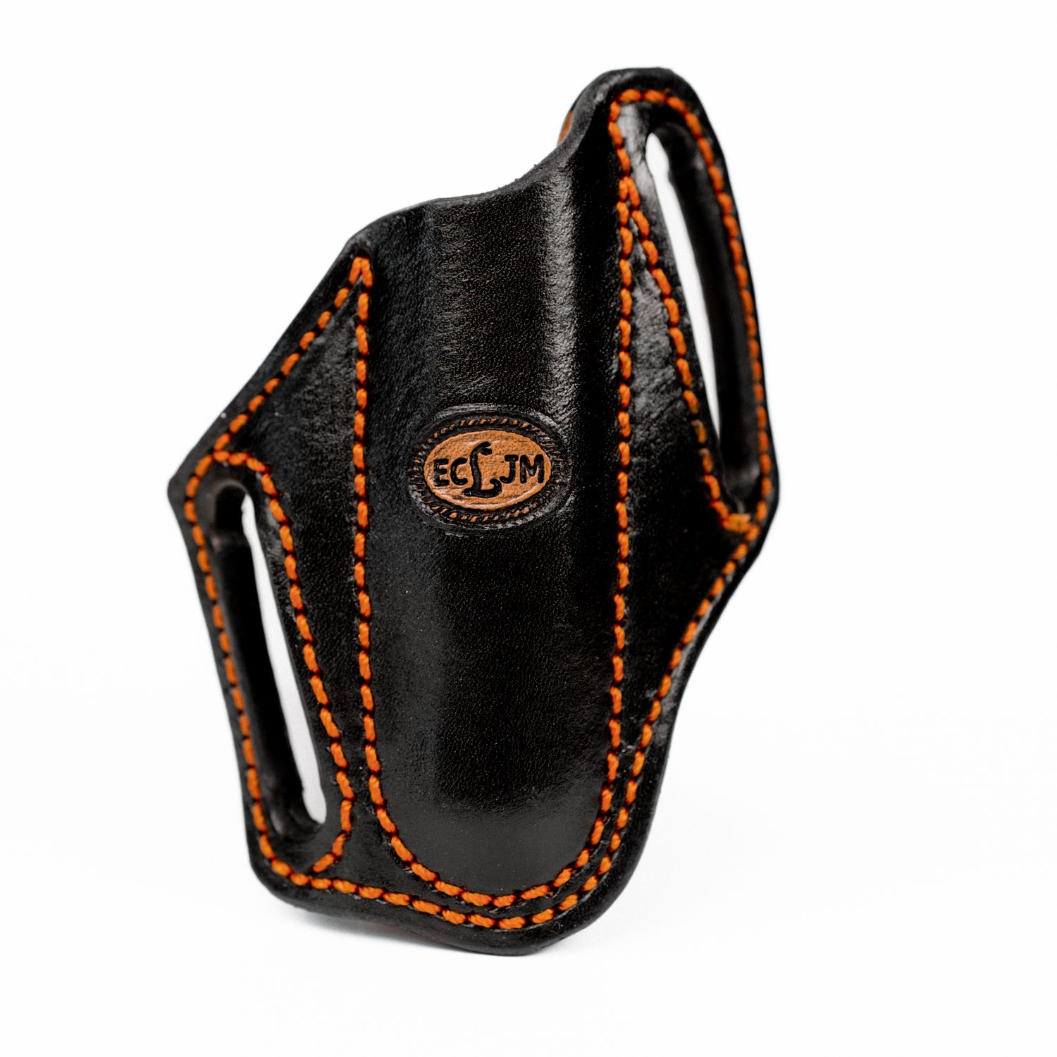 ECLJM Trapper Sheath, Angled Carry, Plain Black, Rounded Top