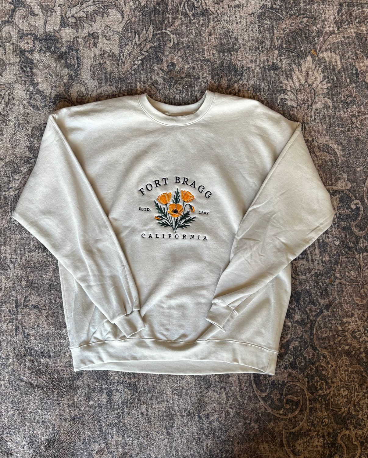 Embroidered California Poppies Crewneck