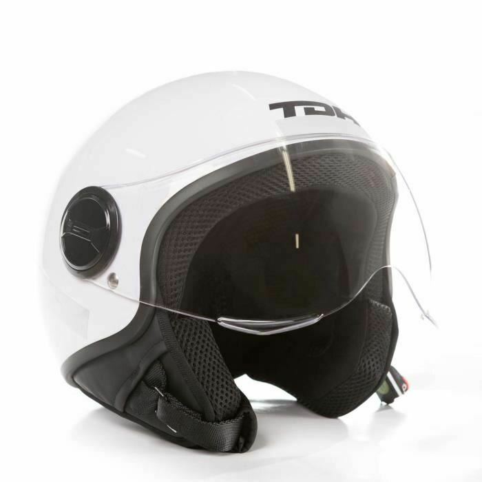 TDH Casque demi jet - Blanc brillant