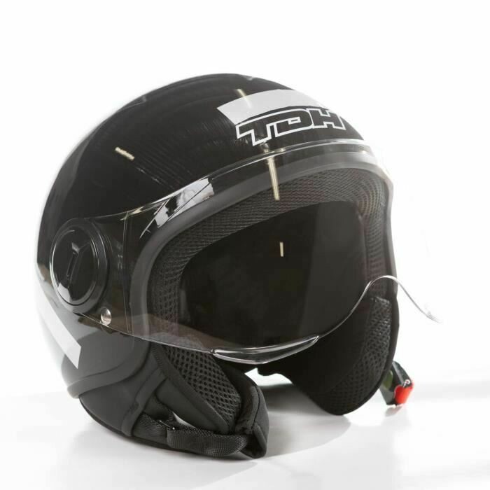 TDH Casque demi jet - Noir brillant