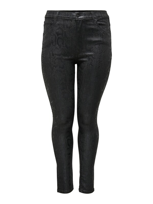 Coatede sorte jeans med snakepræg fra Carmakoma Coatede sorte jeans med snakepræg fra Carmakoma