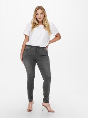 Grå jeans med biker-detaljer fra Carmakoma Grå jeans med biker-detaljer fra Carmakoma
