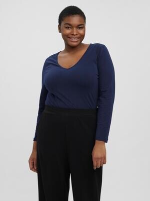 Blå basis t-shirt med V-hals fra Vero Moda Curve Blå basis t-shirt med V-hals fra Vero Moda Curve