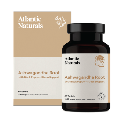 Organic Ashwagandha Root with Black Pepper | Vegan 1360 mg