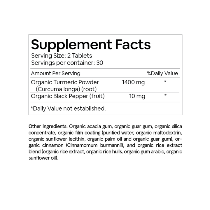 Organic Turmeric Root with Black Pepper | Vegan 1410 mg