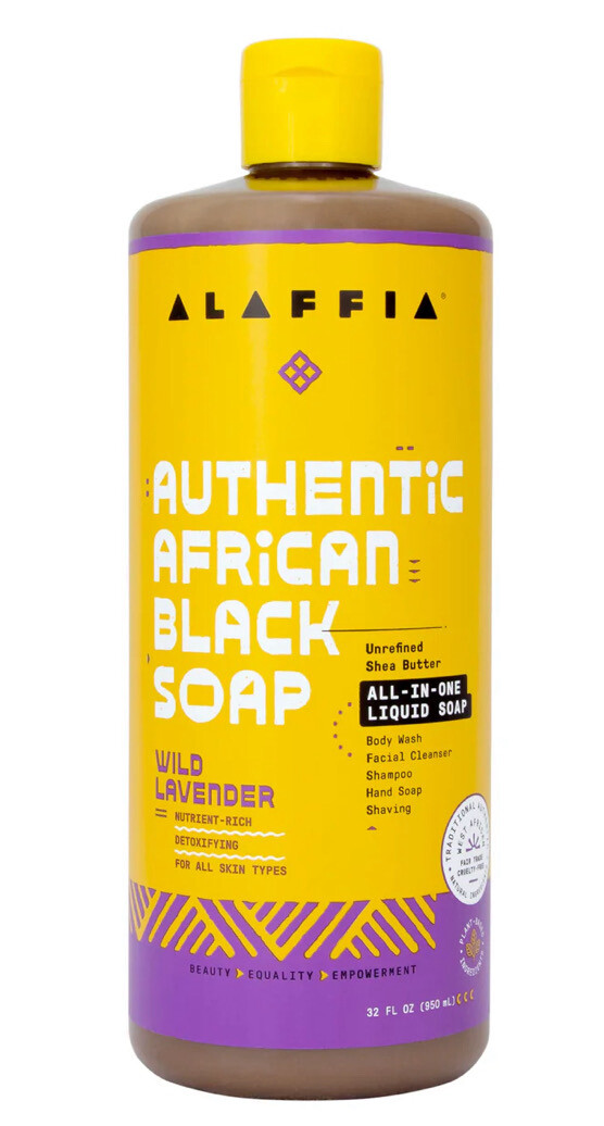 Alaffia Authentic African Black Soap - Wild Lavender All-in -one 32 Fl. Oz.