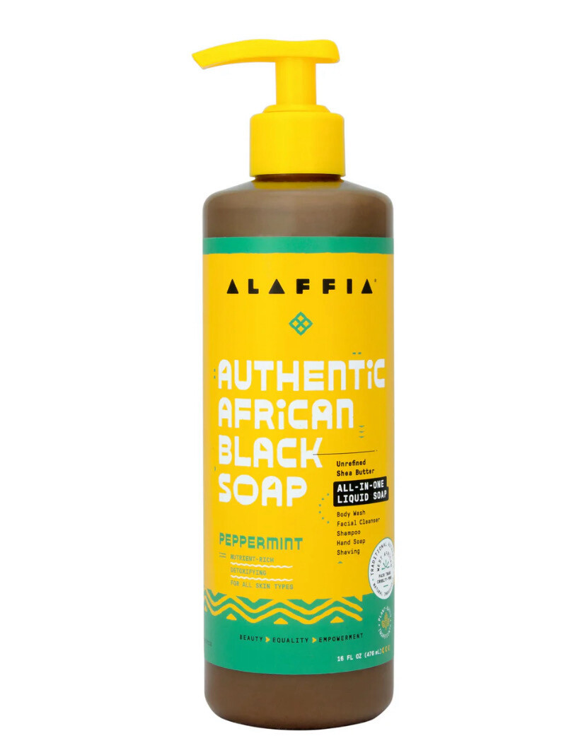 Authentic African Black Soap All-In-One - Peppermint, 16 oz