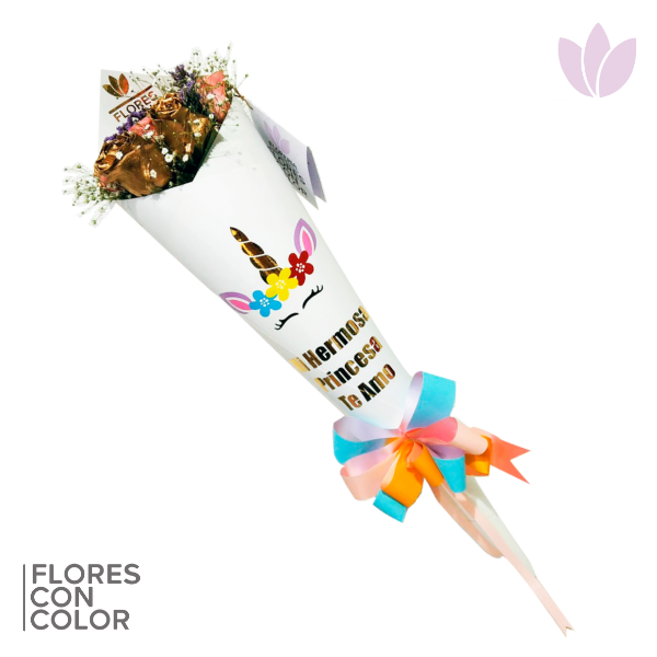 CONO ROSAS ROSA &amp; METÁLICO