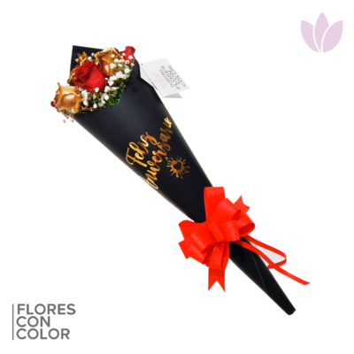 CONO ROSAS ROJAS &amp; METÁLICAS