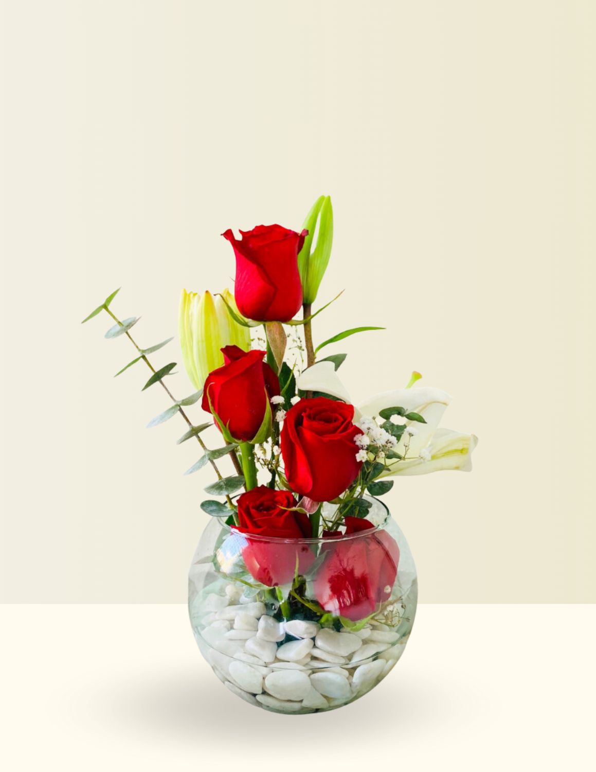 PECERA CON ROSAS