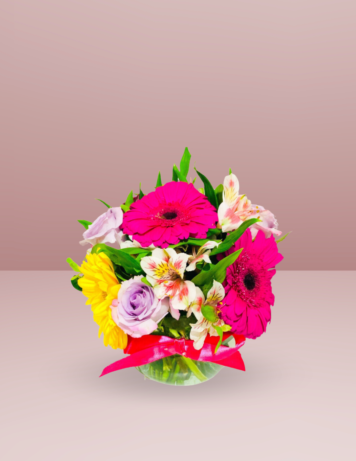 PECERA CON GERBERAS