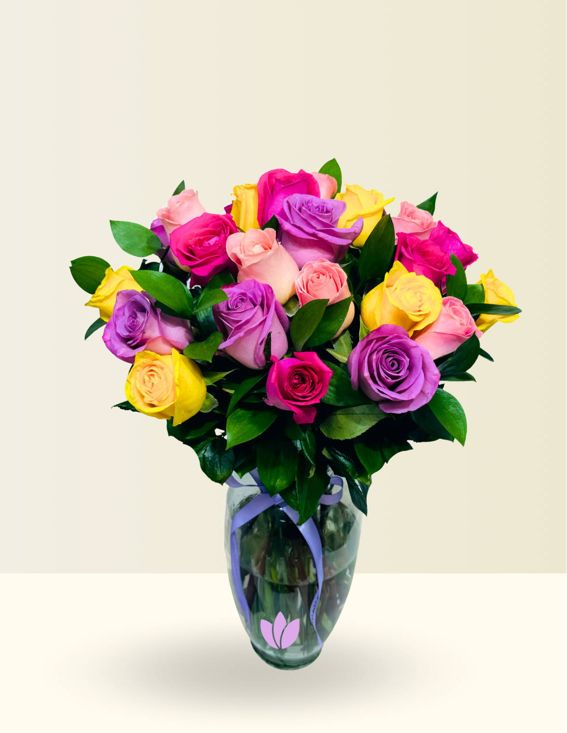 🌸JARRÓN 24 ROSAS MULTICOLOR