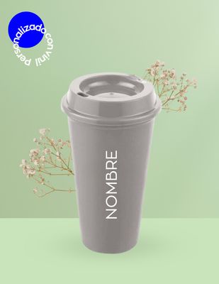 VASO PLÁSTICO CAFETERO GRIS